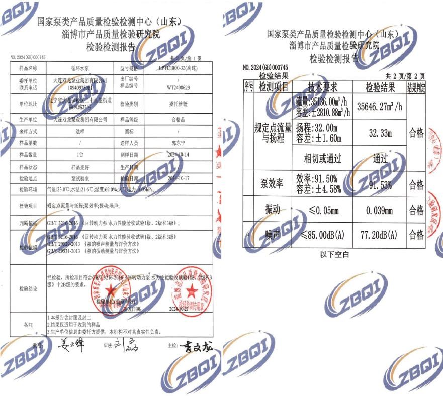 國家工業(yè)泵檢測效率91.5%